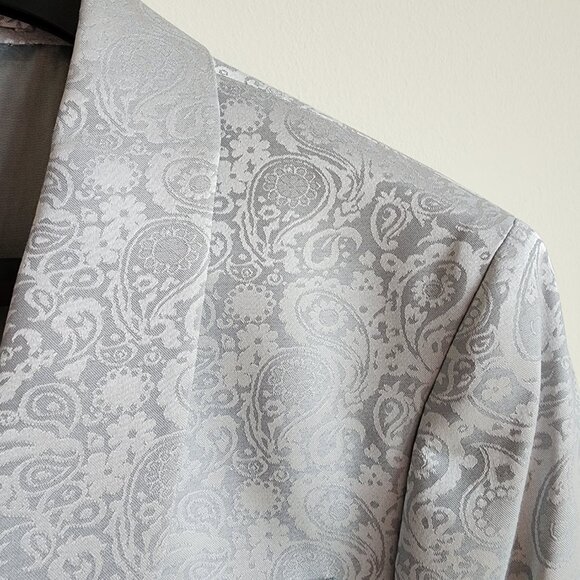 39S Dinner Jacket Silver Gray Shawl Lapel Skinny Fit New Jos A Bank Paisley Mens - Picture 7 of 17